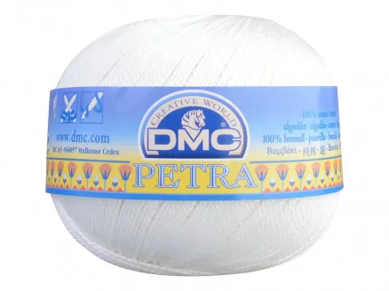 DMC Petra nr. 8 Virkgarn Enfärgad 54460 Råvit